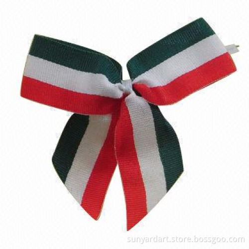 Multicolor Grosgrain Ribbon Pre-tied Bow with Twist Tie